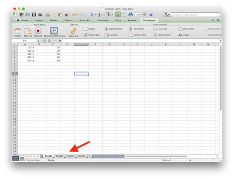 how to change sheets in excel shortcut mac