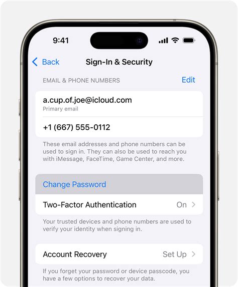 how to change sign in password on iphone