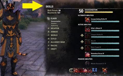 how to change skill points eso