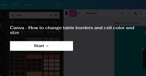 how to change table borders in canva