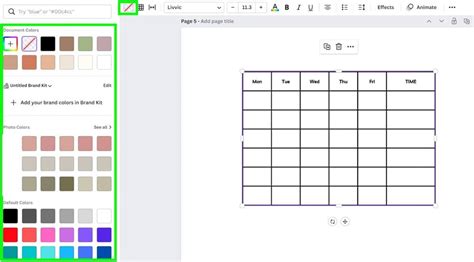 how to change table colors in canva