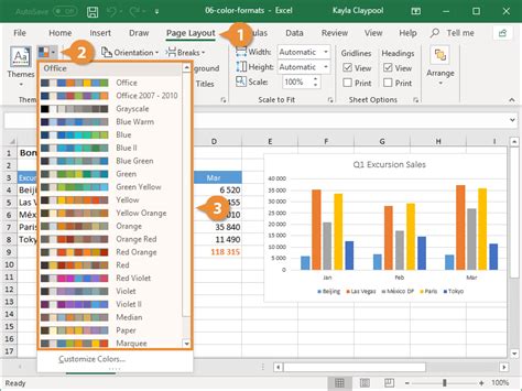 how to change table header color in excel