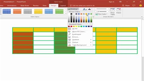how to change table line colors in powerpoint