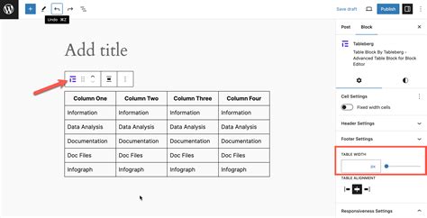 how to change table width in wordpress