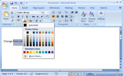 how to change text background color in ms word 2007