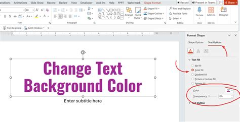 how to change text background color in powerpoint
