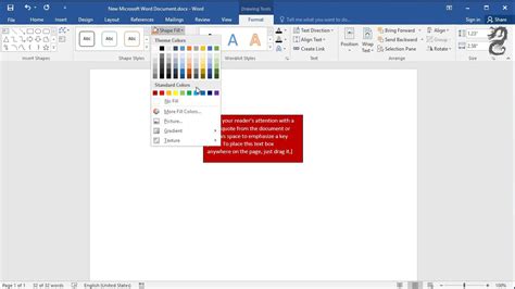 how to change text box background color in word