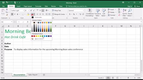 how to change text color in excel sheet