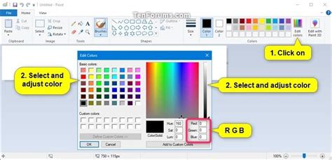 how to change text color in paint windows 10