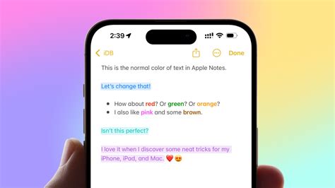how to change text color on iphone notes app