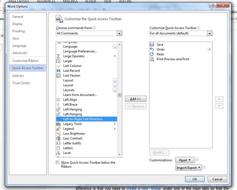 how to change text direction in word from left to right