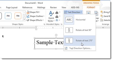 how to change text direction in word on mac
