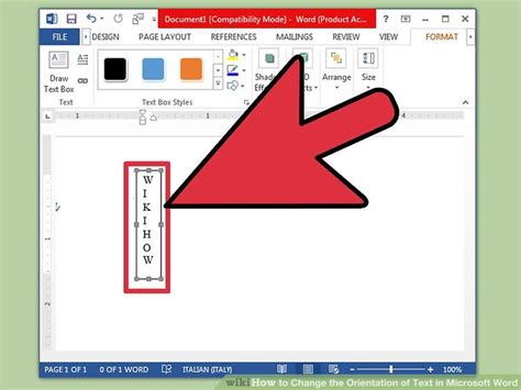 how to change text from horizontal to vertical in word 2016