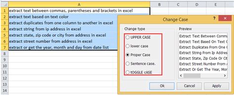 how to change text into sentence case in excel