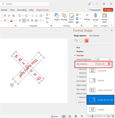 how to change text orientation in powerpoint table