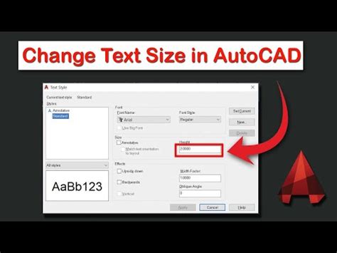 how to change text size in autocad