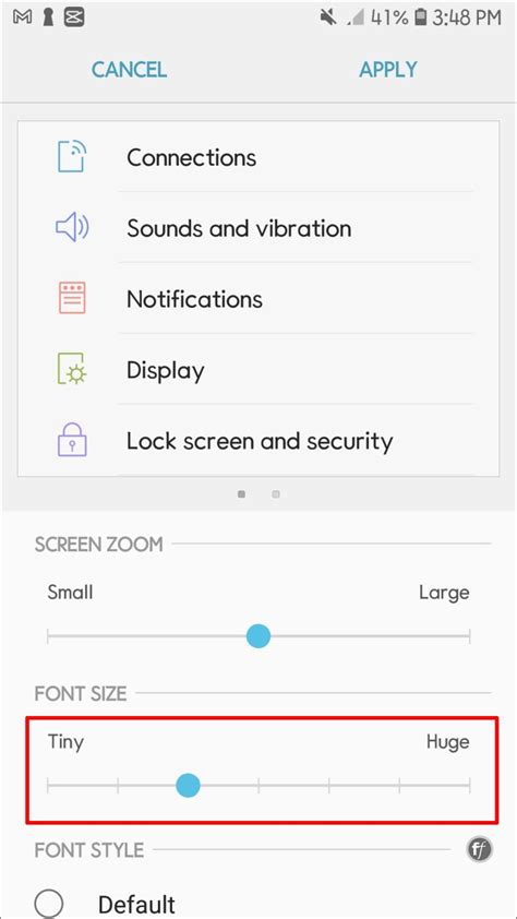 how to change text size on android
