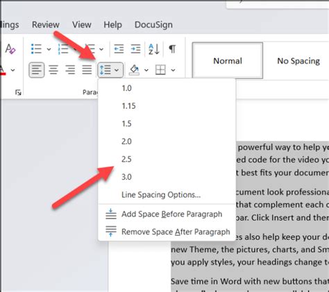 how to change text spacing in word table