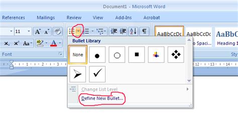 how to change text to default bullet type in word
