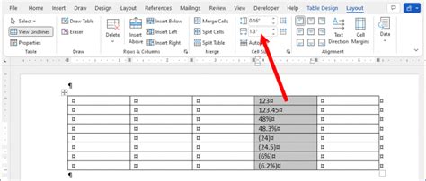 how to change the alignment of a table in word