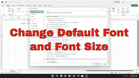 how to change the body font in excel