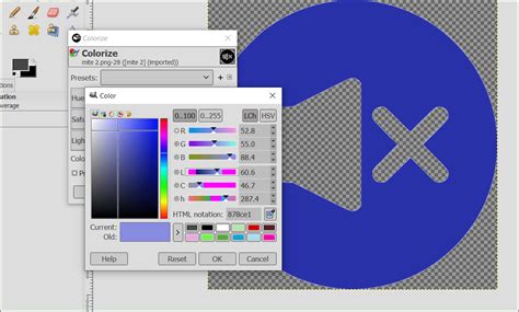 how to change the color of a png image in gimp
