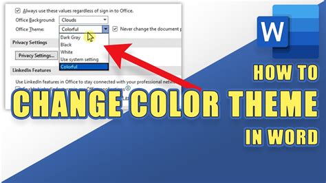 how to change the color theme on microsoft word