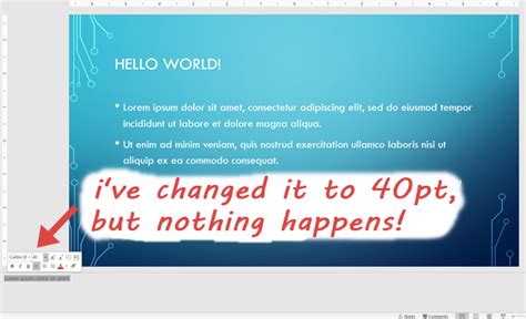 how to change the font size of speaker notes in powerpoint 2016