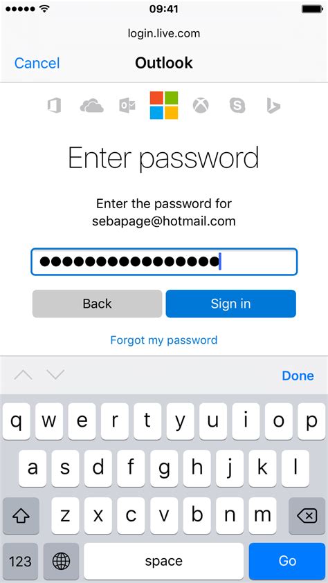 how to change the hotmail password on iphone