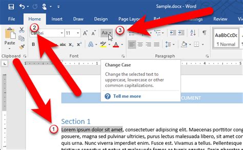 how to change the letter case in word