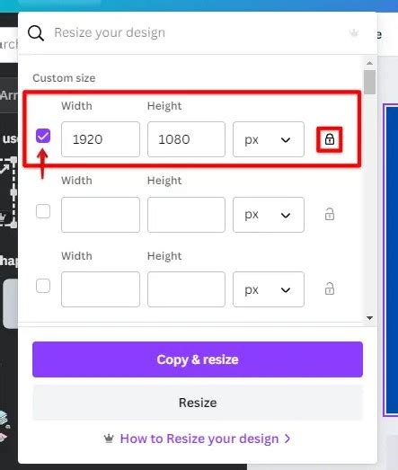 how to change the measurements in canva