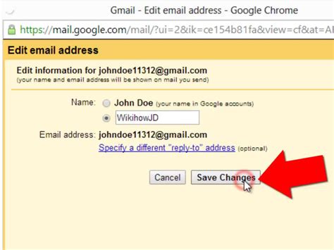 how to change the name in gmail