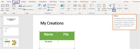 how to change the name of an embedded object in powerpoint