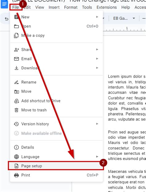 how to change the size of a google doc