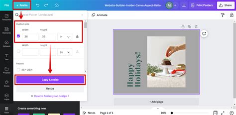 how to change the size of a presentation in canva