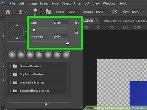 how to change the transparency of an image in photoshop