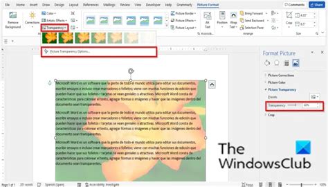 how to change the transparency of an image in word