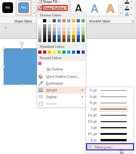 how to change thickness of line in powerpoint
