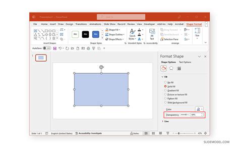 how to change transparency of shape in powerpoint online