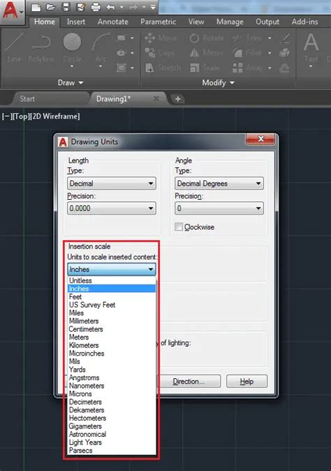 how to change units to cm in autocad