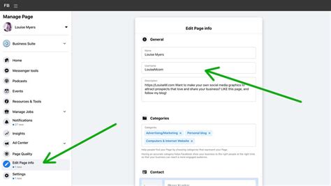 how to change username on facebook page on mobile