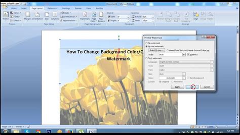how to change word document background image