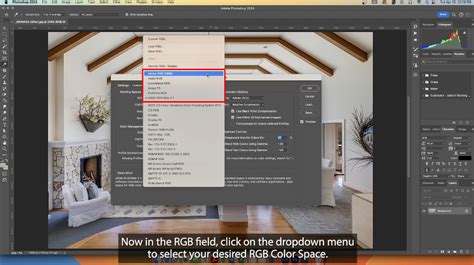 how to change working color space in photoshop