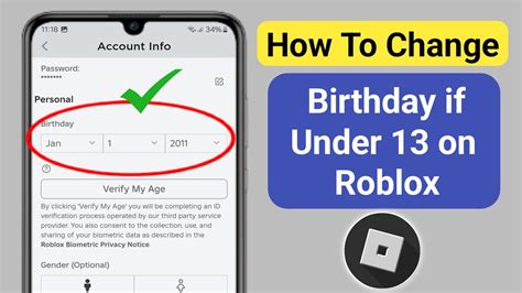 how to change your age on roblox if your under 13 mobile 2022