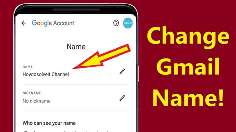 how to change your name in gmail on phone