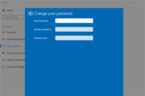 how to change your password on computer windows 10