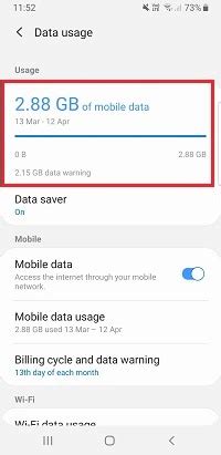 how to check cellular data usage on samsung