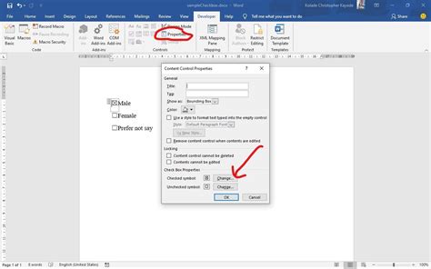 how to check checkbox in word file