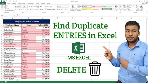 how to check double data entry in excel
