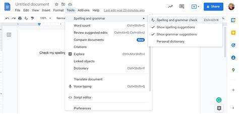 how to check grammar in google docs